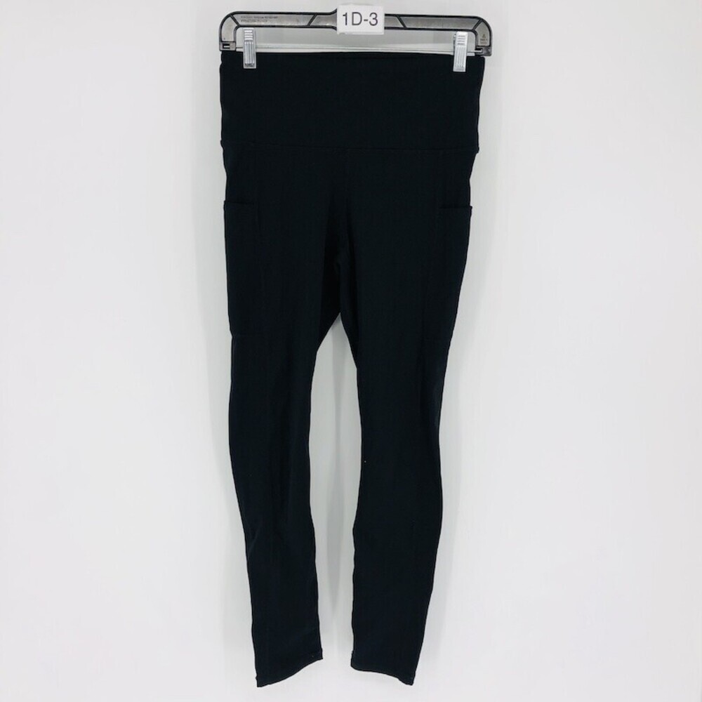 Letsfit Women's Black Nylon & Spandex Pull On High Rise Pocket Leggings Size M